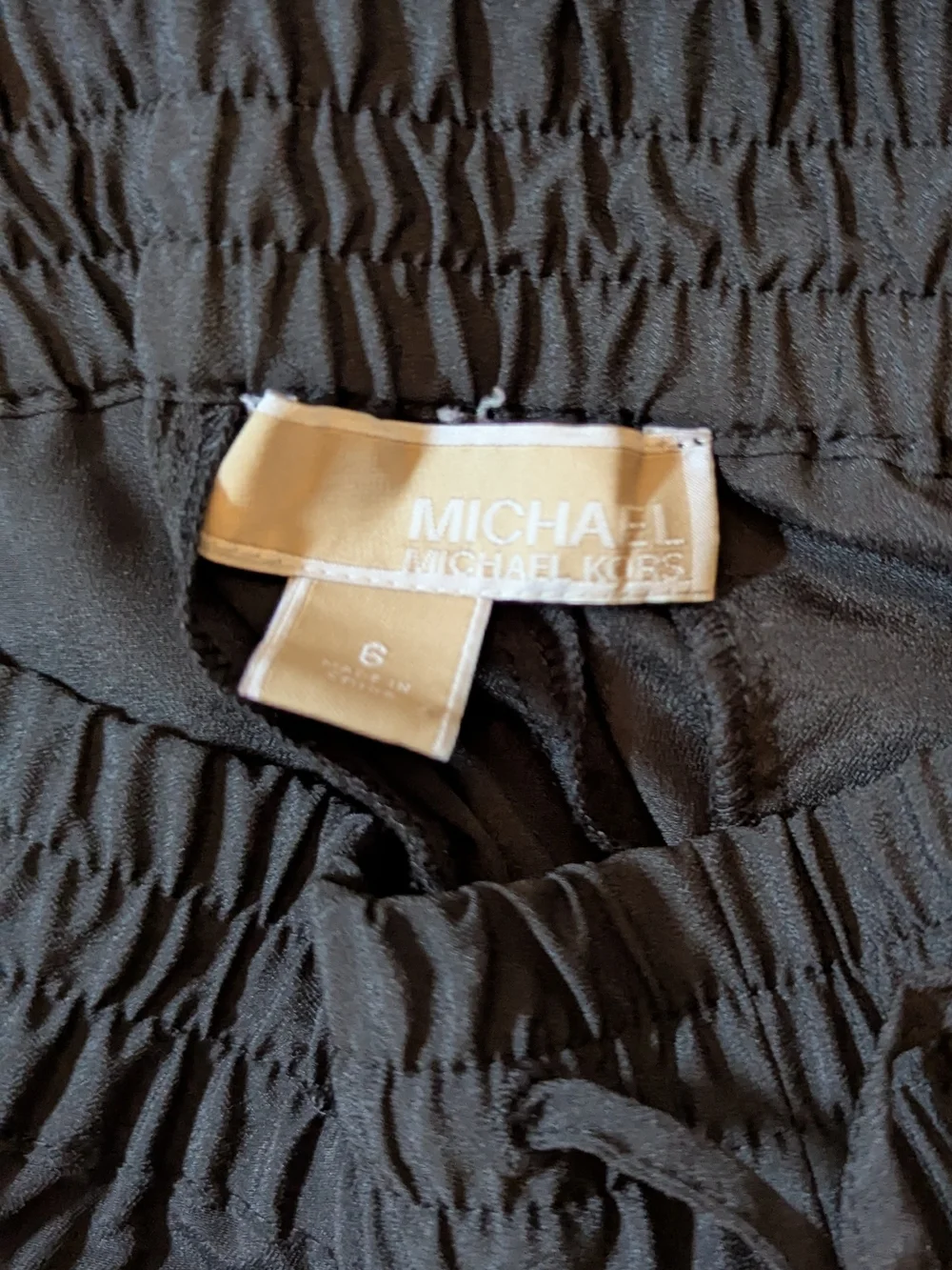 Michael Kors Black Elastic Waist Track Pants with Drawstring